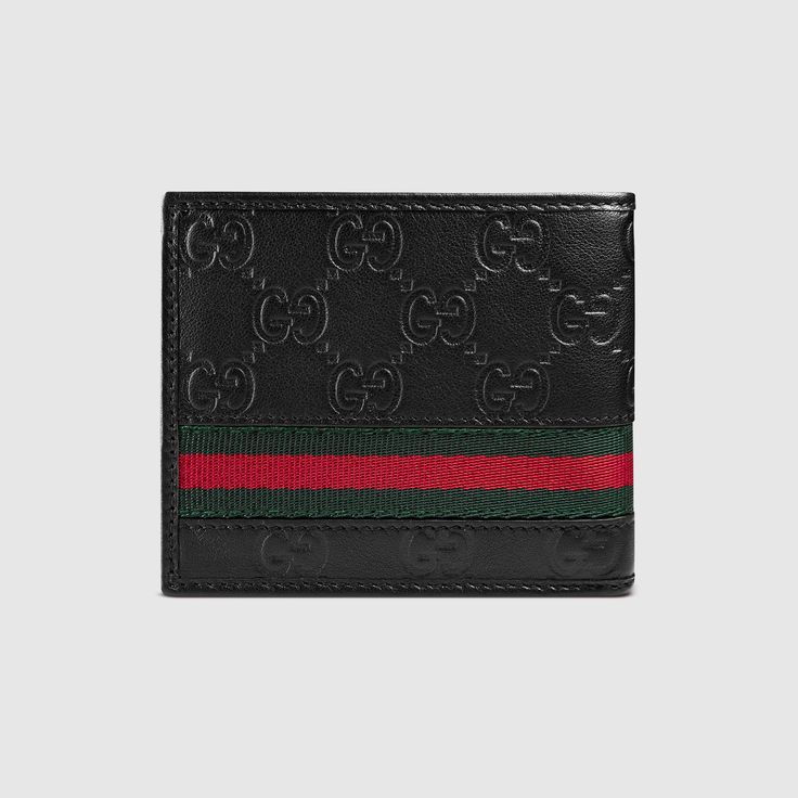 Gucci Guccissima Web bifold leather wallet