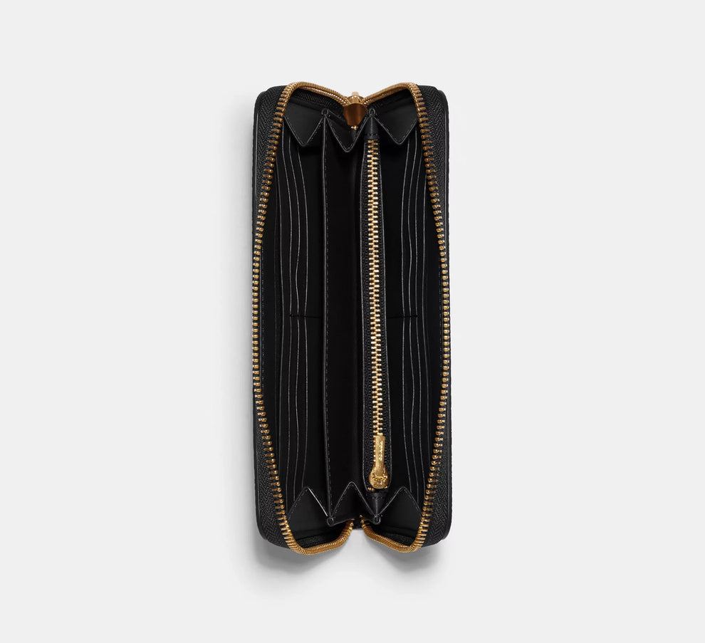 Coach Long Zip-Around Wallet in Signature Canvas Brown Black