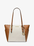 Michael Kors Charlotte Large Top-Zip Tote in Vanilla  Luggage