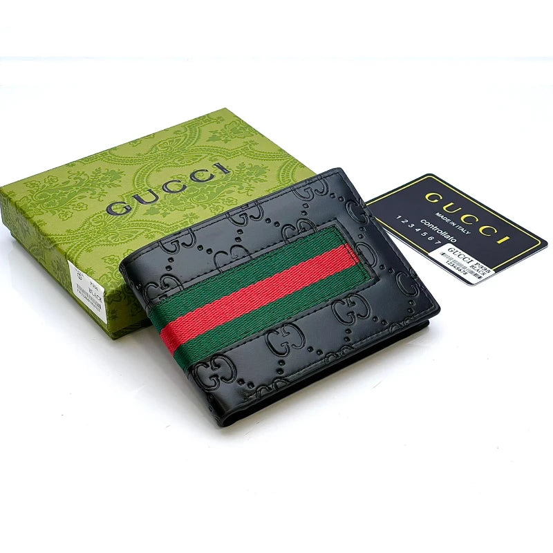 Gucci Guccissima Web bifold leather wallet